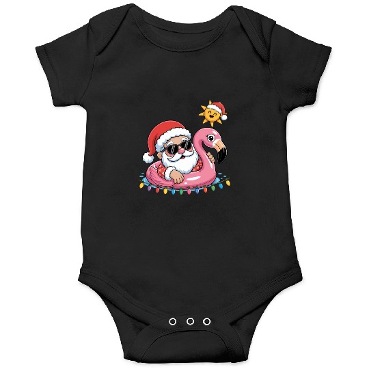 Funny Santa Claus Flamingo Float Christmas Onesies