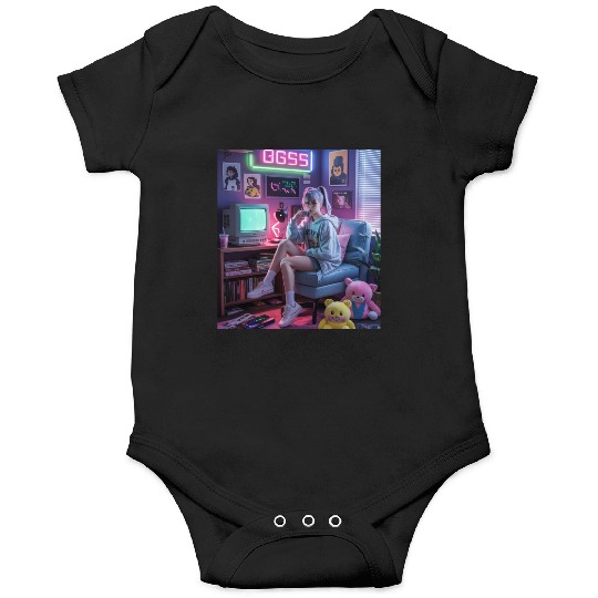 Y2K Gamer Girl Vibes – Retro Tech & Neon Room Aest Onesies