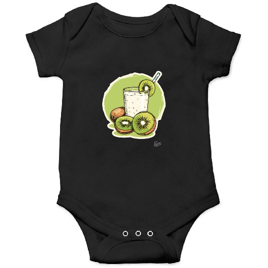 Kiwi fruit and juice with straw illustration Onesies