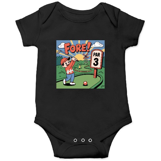 Mini Golf Retro Cartoon on Champion Unisex Onesies