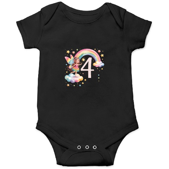 Magical Rainbow Fairy Elf 4th Birthday Girl Onesies