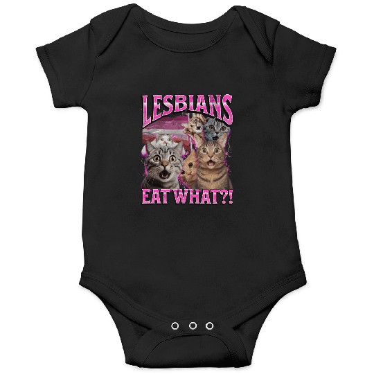 Lesbians Eat What Funny Cat Gay Pride LGBTQ Pun Onesies