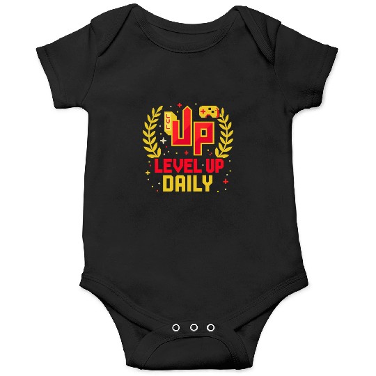 Level Up Daily Gaming Lifestyle Motivation Graphic Onesies