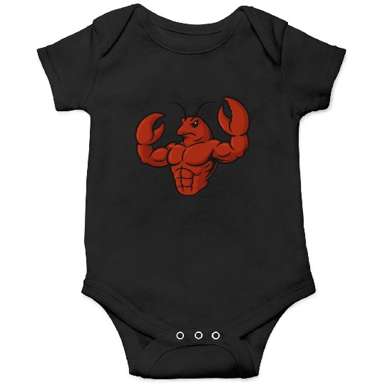 Crab lobster fitness workout cartoon strong biceps Onesies