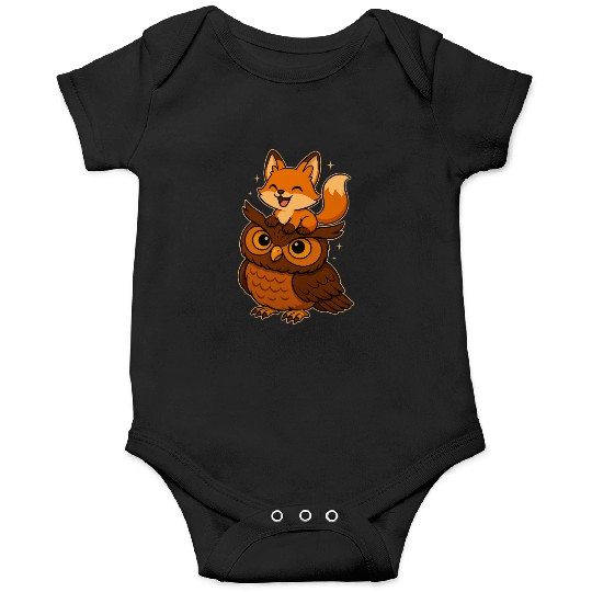 Funny Fox and Owl Cute Forest Animals Cartoon Onesies