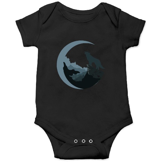 Wolf Moon Silhouette Onesies