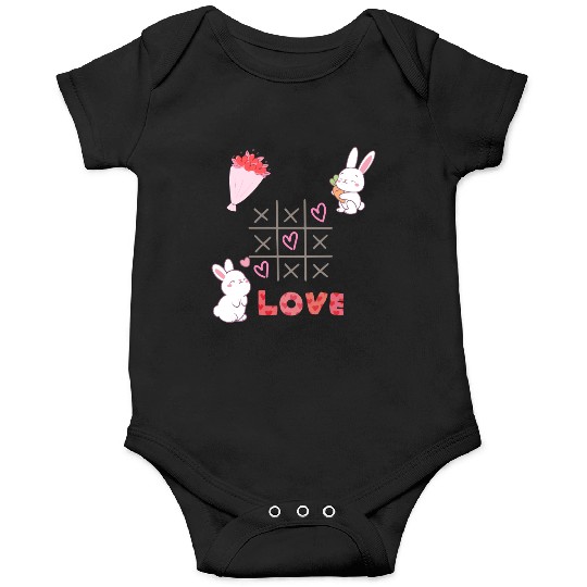 Sweet Bunny Love Tic Tac Toe Design Onesies
