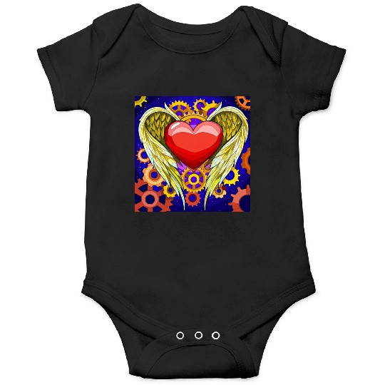 Mechanical Heart with Angel Wings Onesies