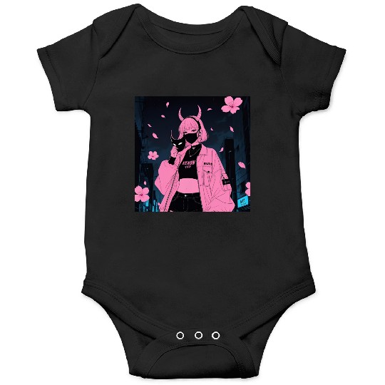 Neon Sakura Night Streetwear Design Onesies