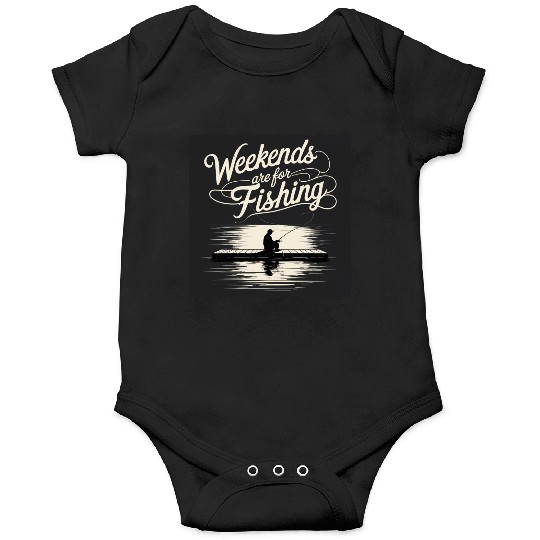 Weekend Fishing Silhouette Design Onesies