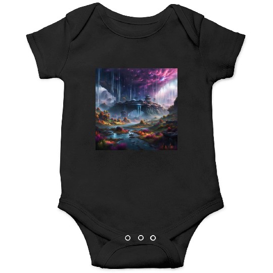 Alien Planet: Fantasy Mountain Cityscape Onesies