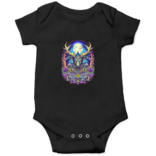 Psychedelic Forest Deer – Mystic Spirit Animal Art Onesies