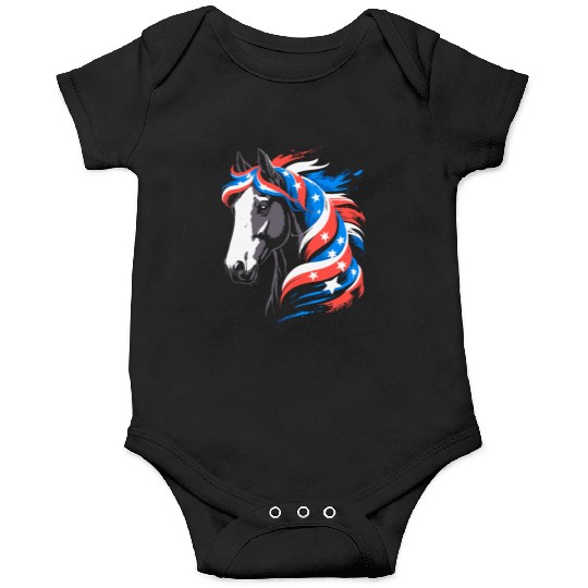Patriotic Pony with Stars and Stripes Mane Onesies