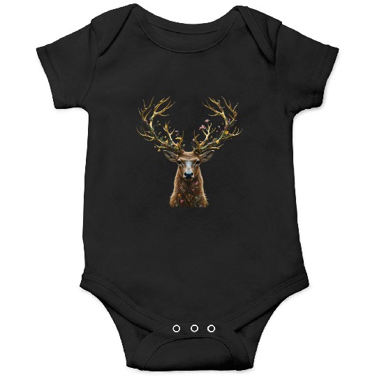 Enchanted Forest Deer Illustration Onesies