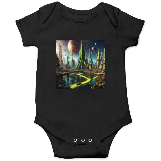 Alien World / Futuristic Sci-Fi Cityscape Onesies