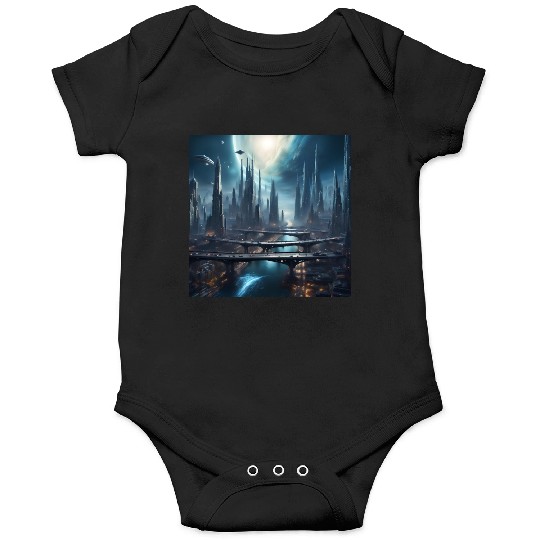 Magic City with Skyscraper Sci-Fi Alien Planet Onesies