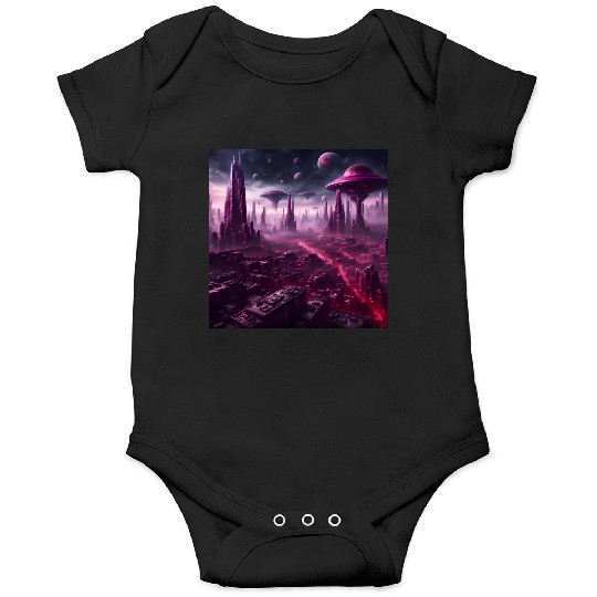 Sci-Fi Future World And Alien City in Neon Pink Onesies