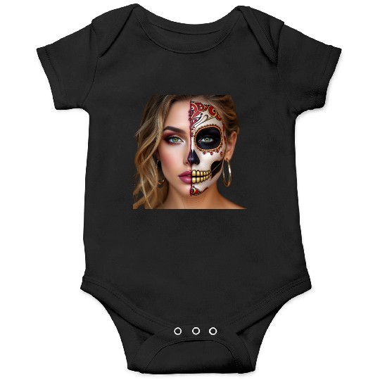 Intricate Sugar Skull Face Art Onesies