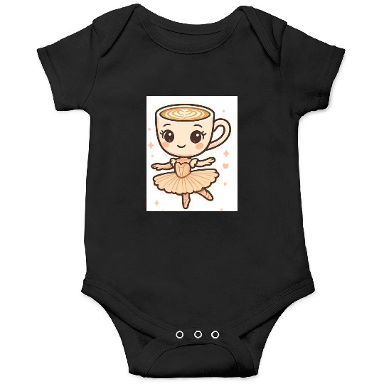 Coffee Cup Ballerina Illustration Onesies