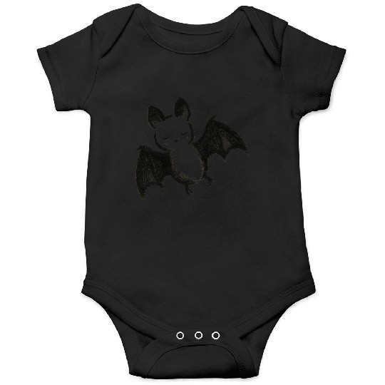 Sleepy Bat Sketch – Minimalist Nocturnal Ink Art Onesies