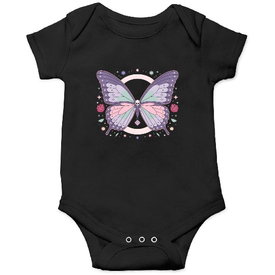 Mystic Skull Butterfly Illustration Onesies