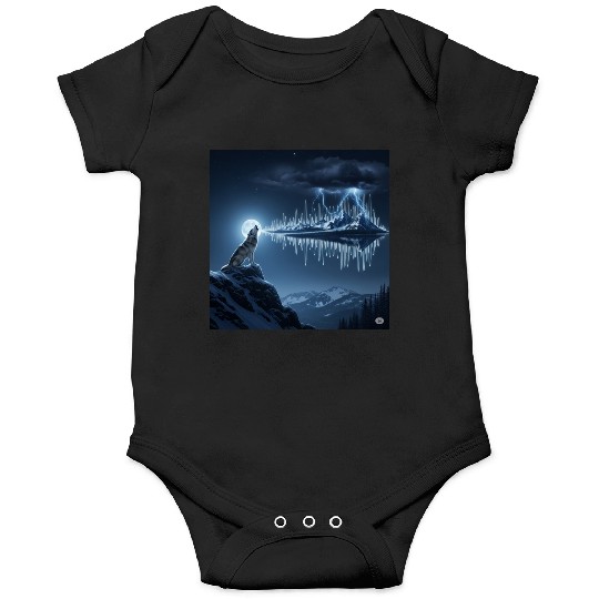 Mystic Mountain Wolf Sound Wave Onesies