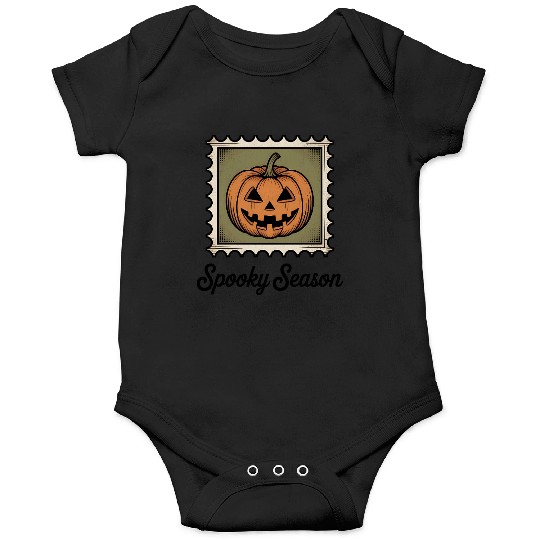 Spooky Season Pumpkin Stamp Design Onesies