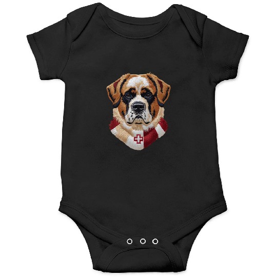 Swiss Saint Bernard Dog Red White Switzerland Flag Onesies