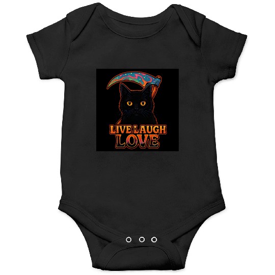 Black Cat Psychedelic Live Laugh Love Onesies