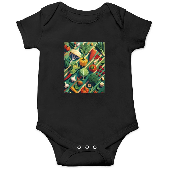 Vibrant Vegetable Garden Illustration Onesies