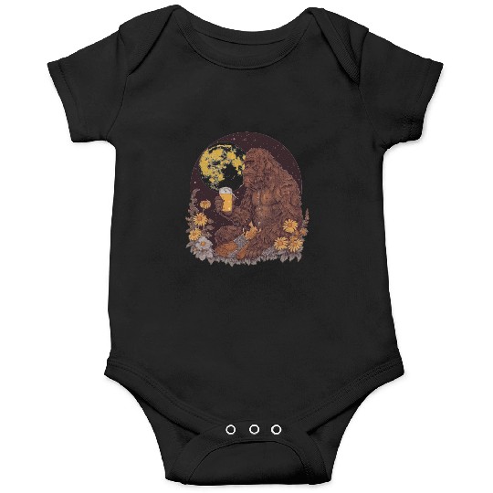 Bigfoot Drinking Beer by the Campfire Onesies
