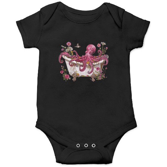 Cottagecore Octopus in Bathtub Vintage Onesies