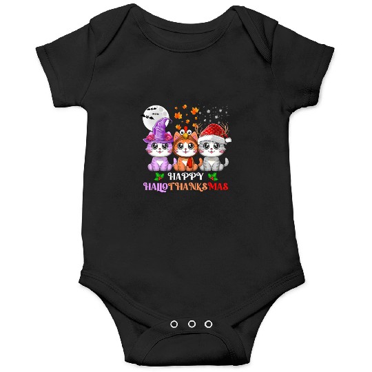 Happy HalloThanksMas Cute Cats Lover Onesies