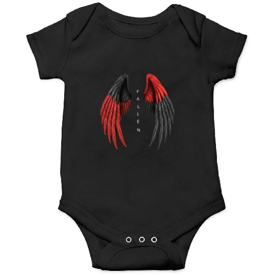 Red and Black Angel Wings Illustration Onesies