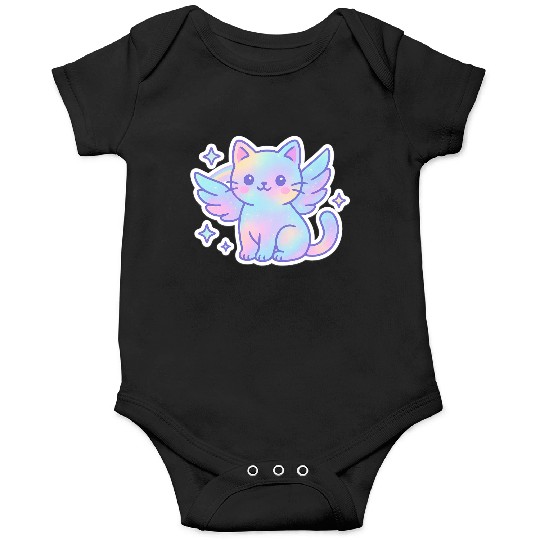Celestial Winged Cat Illustration Onesies