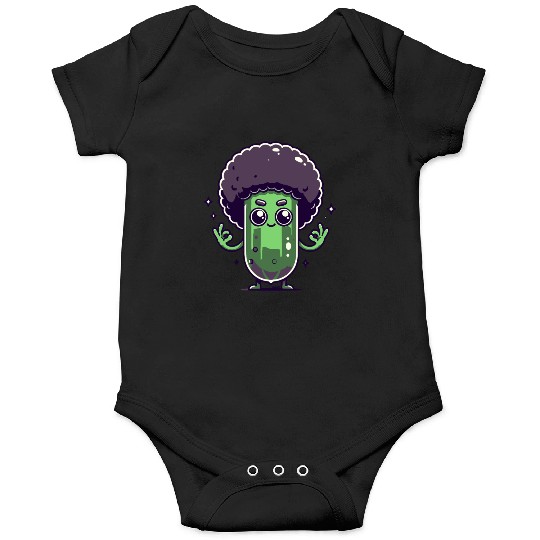 Whimsical Broccoli with Afro Hair Onesies