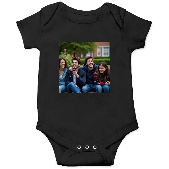 Joyful Group Friendship Illustration Onesies