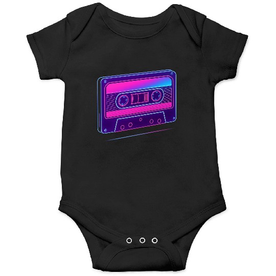 Neon Cassette Tape Retro Design Onesies