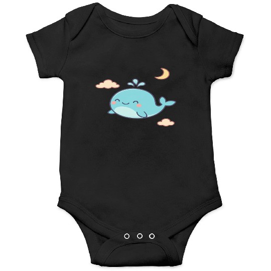 Playful Blue Whale Cartoon Design Onesies