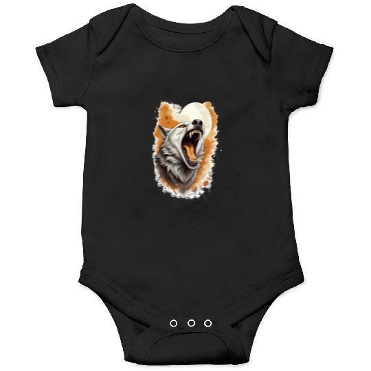 Howling Wolf Under Full Moon Onesies