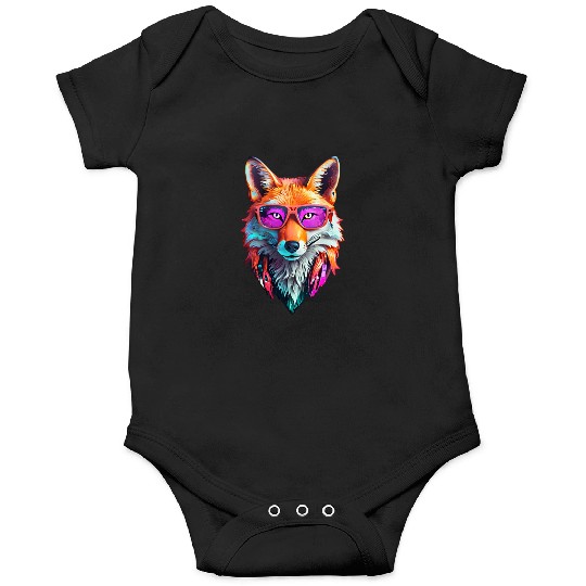 Vibrant Fox with Sunglasses Design Onesies