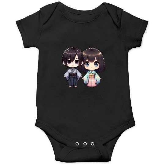 Chibi Kawaii Traditional Kimono Duo Onesies