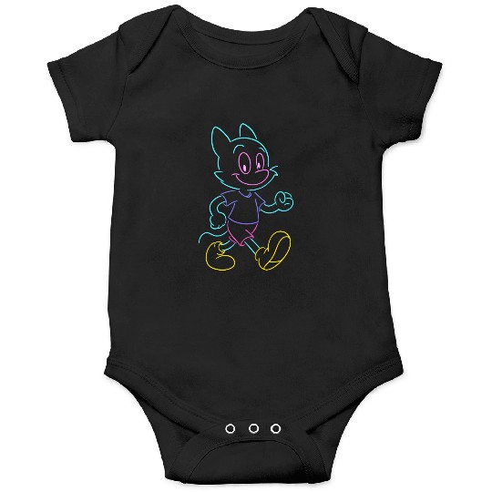 Colorful Neon Cat Running Design Onesies