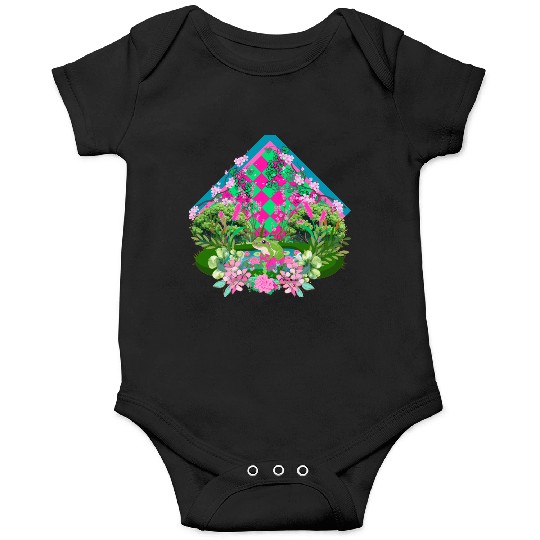 Frog in pink and green  Onesies