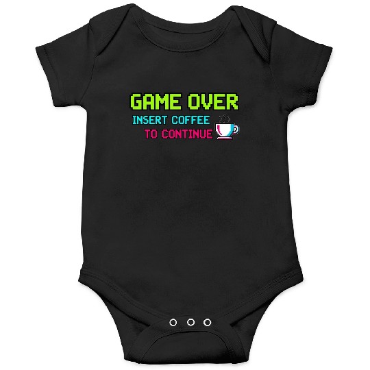 Pixelated Video Game Over Coffee Illustration Onesies