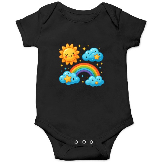 Whimsical Sun and Rainbow Cloud Design Onesies