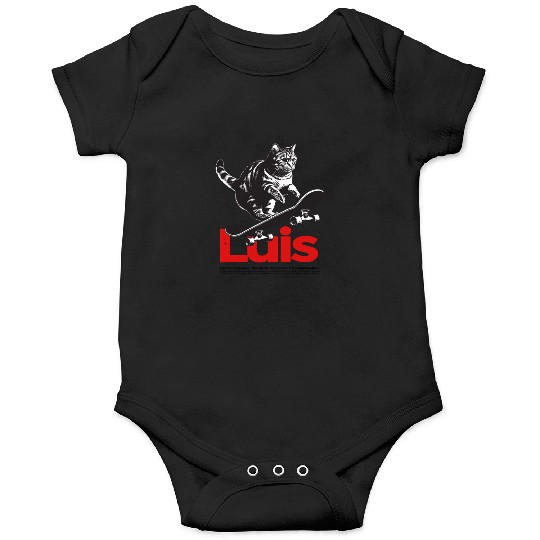Cool Cat Skateboard with cute Boy Name LUIS Onesies