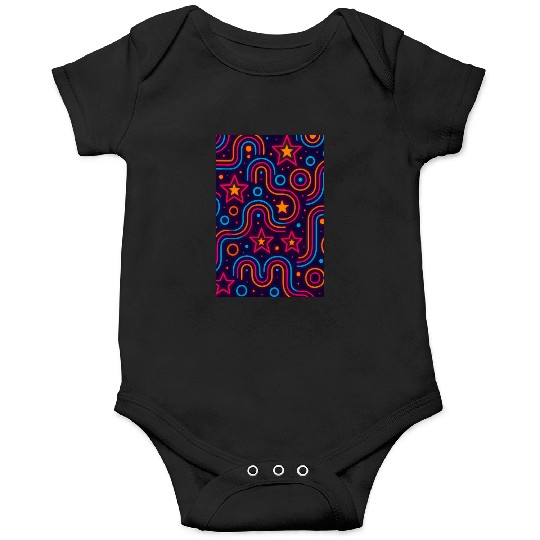 Neon Starburst Cosmic Pattern Onesies