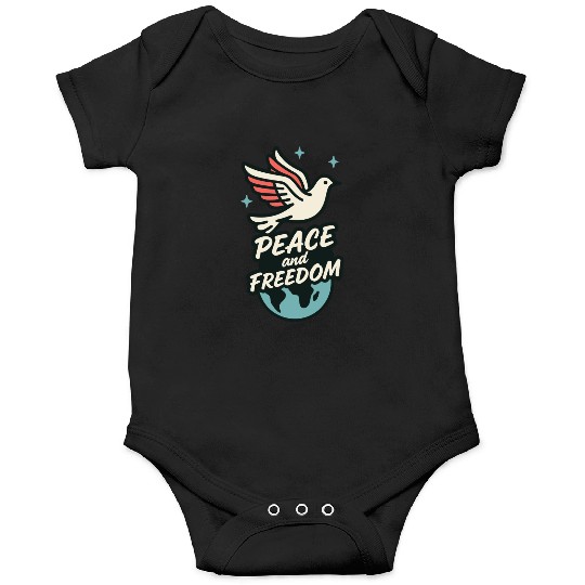 Peace and Freedom │ Retro Dove of Peace Design	 Onesies
