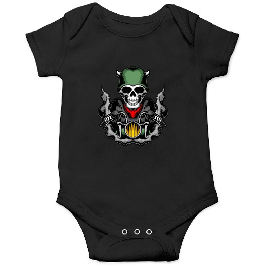 Skull Biker Motorcycle Design Onesies